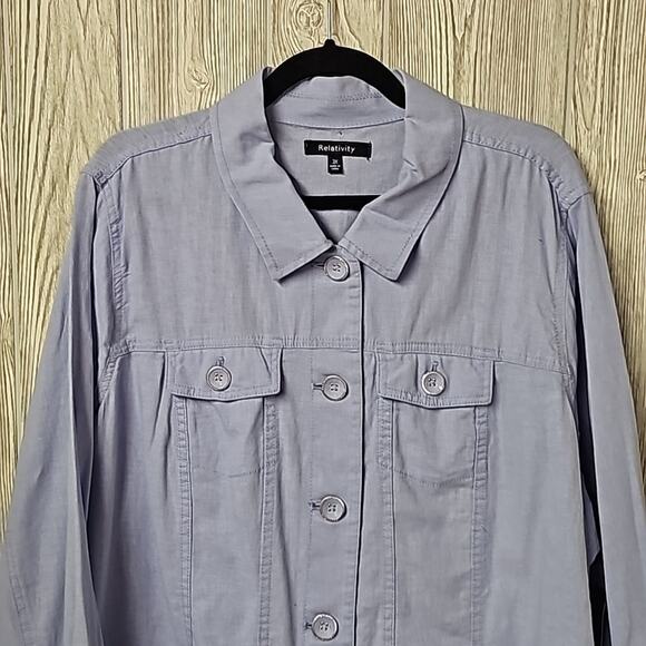 Relativity Button Down Linen Blend Top Shacket Womens Plus Size 3X NWT - Picture 2 of 11